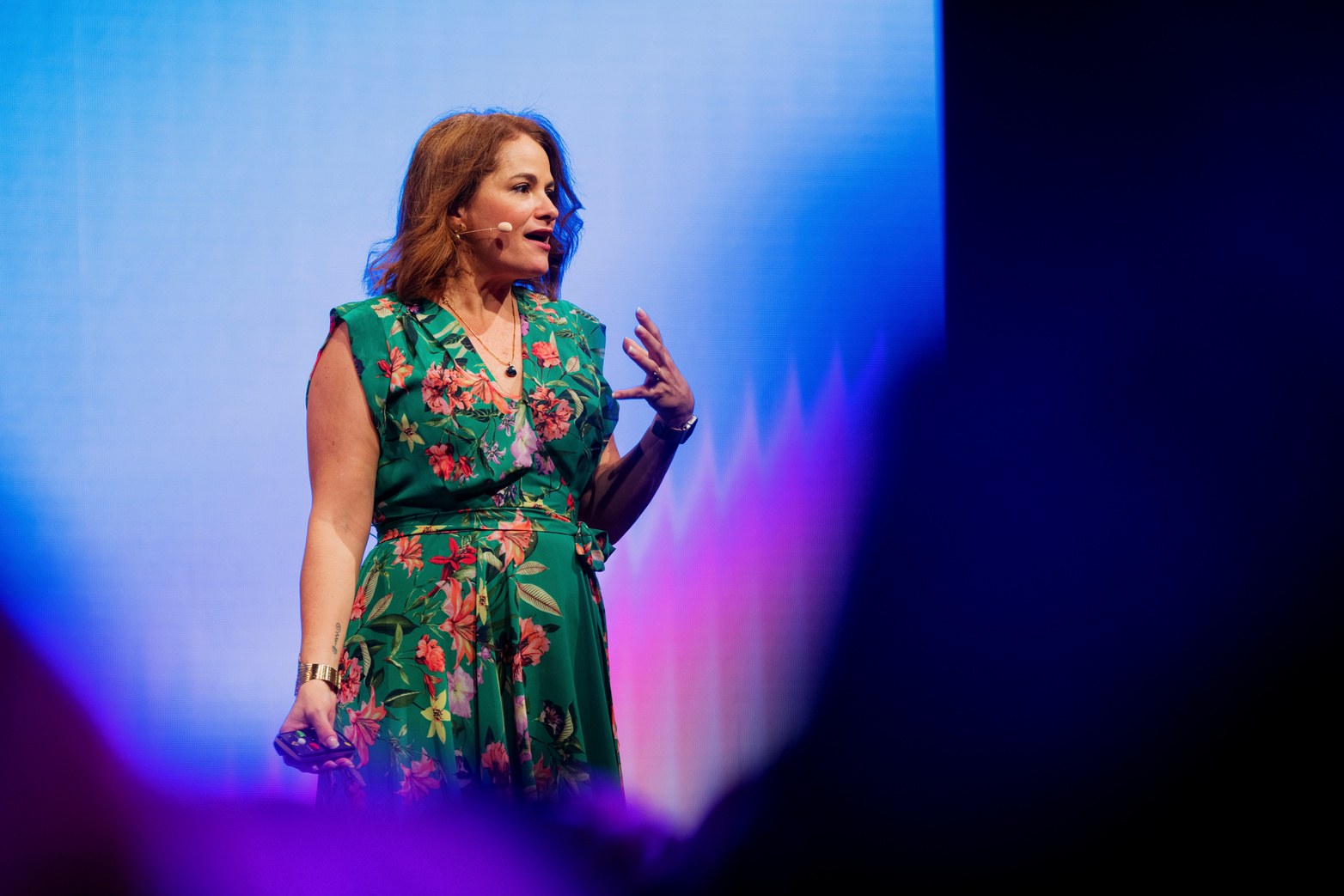 Francesca Facio speaking on stage